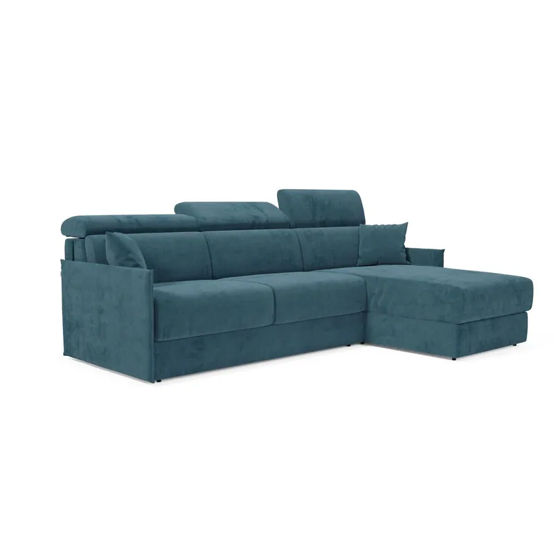 Miryam sofá cama esquinero con reposacabezas reclinables en tejido antimanchas T31 252 cm Izquierdo amarillo - Sofás sillones puffs