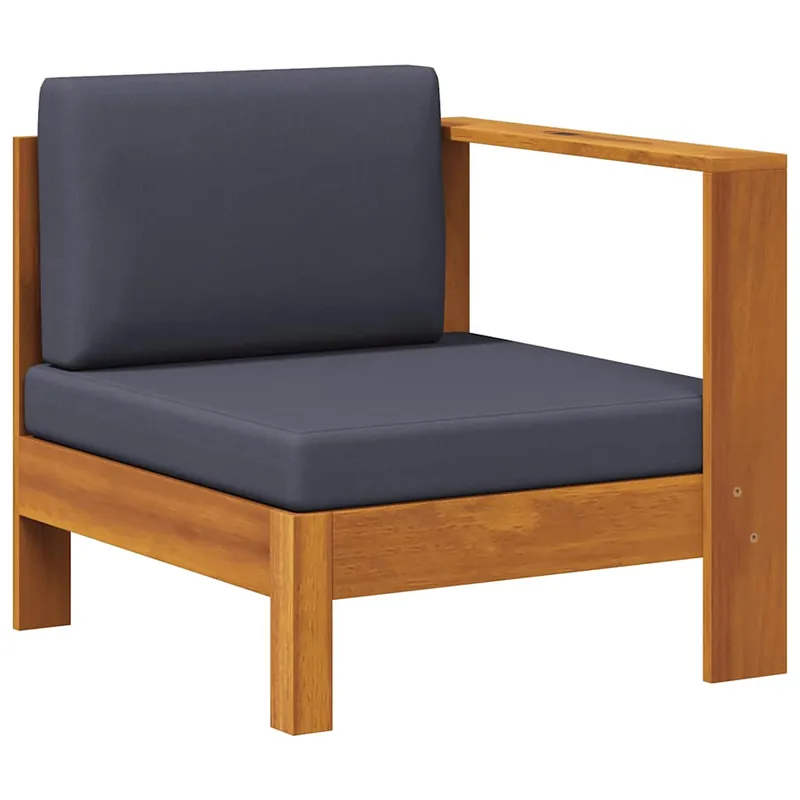 vidaXL Sofá central con 1 reposabrazos madera acacia gris oscuro - Sofás sillones puffs