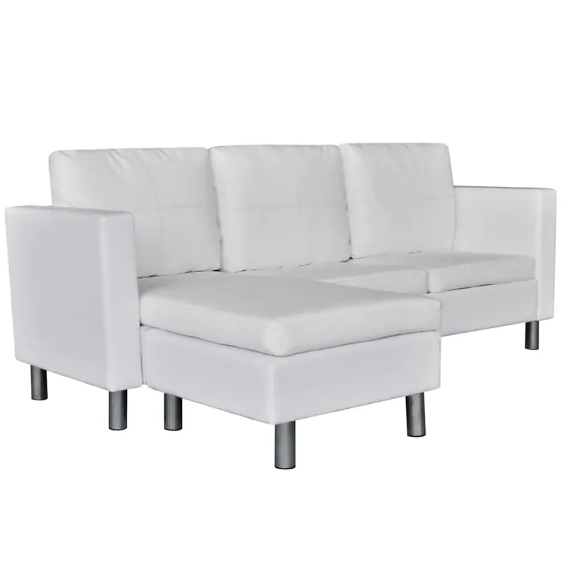 vidaXL Sofá modular de 3 plazas de cuero artificial negro - Sofás sillones puffs