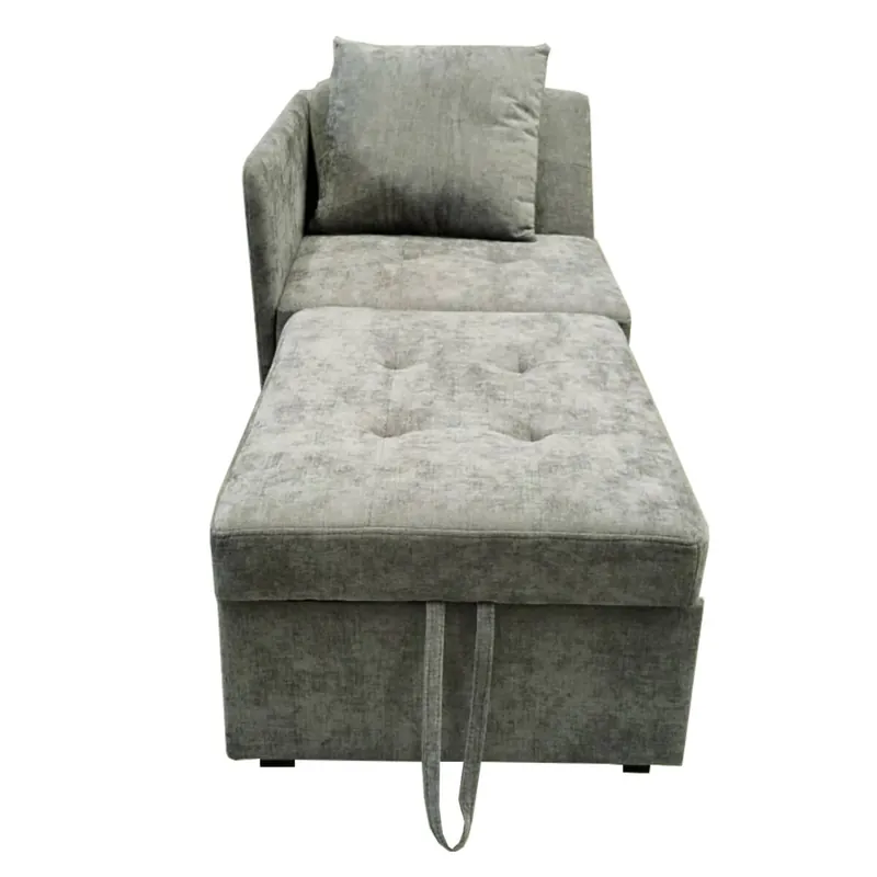 Sofá cama multifuncional 3 en 1 - Sofá de lino con respaldo ajustable - Gris