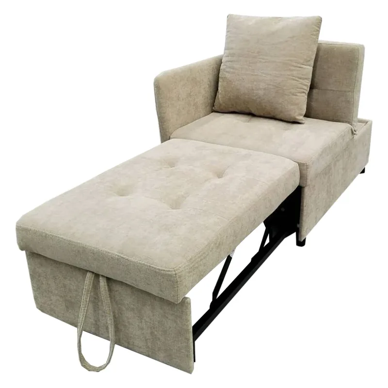 Sofá cama 3 en 1 - Sofá de lino con respaldo ajustable - Beige