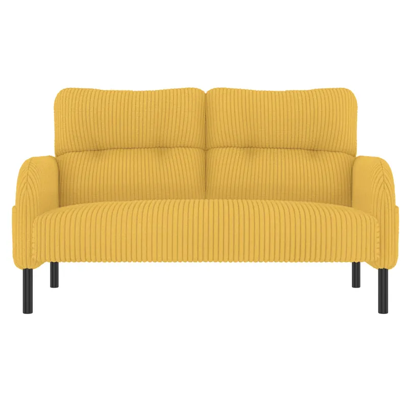 Sofá 2 plazas - con acolchado cómodo, respaldo alto y bolsillos laterales - Amarillo