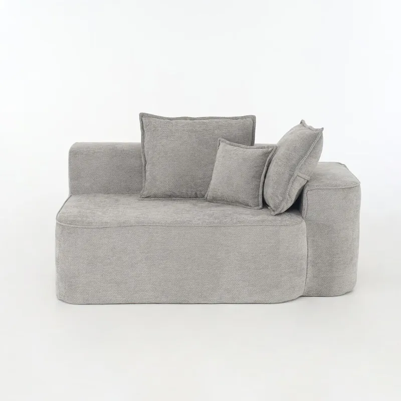 Sofá 2 plazas - cómodo, sin montaje, con cojines y bolsillos laterales - Gris