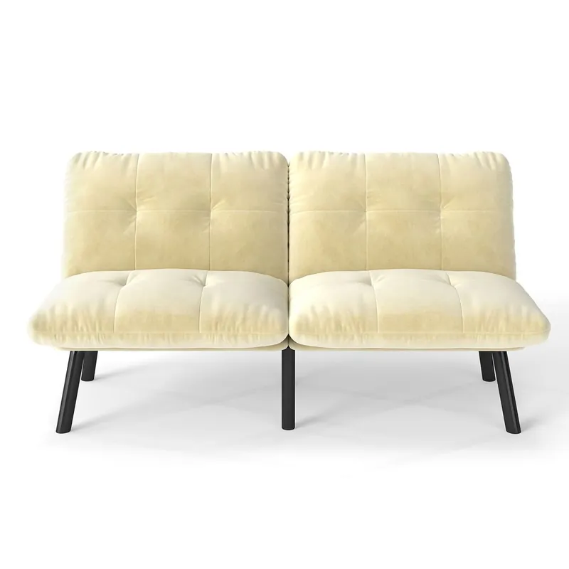 Sofá 2 plazas - moderno, plegable, con función de cama - crema