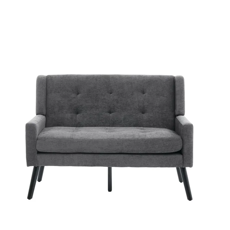 Banco tapizado 2 plazas - Asiento de espuma alta densidad con patas de madera antideslizantes - Amarillo