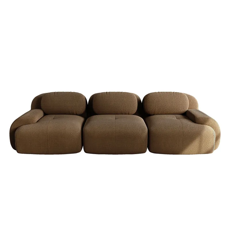 Sofá modular 3 plazas - Cordstoff premium, rústico, ergonómico y sin montaje - Marrón