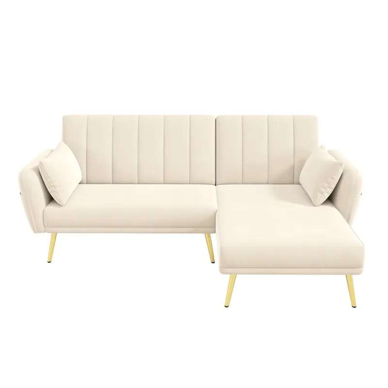 Sofá cama moderno 3 plazas - Sofá esquinero con función cama - Beige