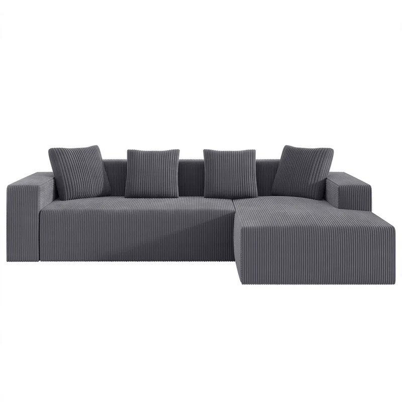 Sofá modular 3 plazas - Cloud L-Liegestühle, moderno, profundo y acolchado - Gris
