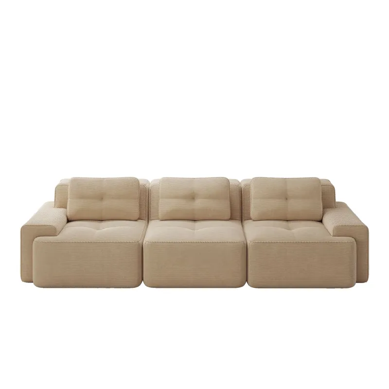 Sofá modular 3 plazas - Modulares Cloud-Sofa de pana, cómodo y sin montaje - Beige