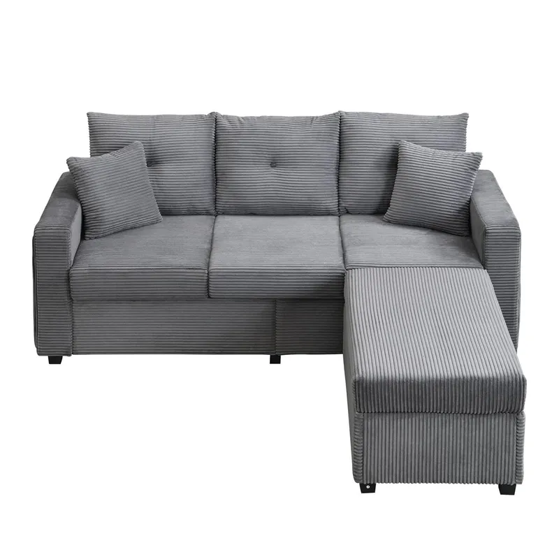 Sofá modular 3 plazas - con LED y asiento tipo nube, chaise longue desmontable - Beige