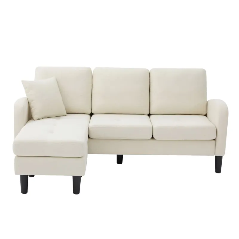 Sofá esquinero 3 plazas 166x118x77 cm - Chaiselongue modular, tela de pana - Azul