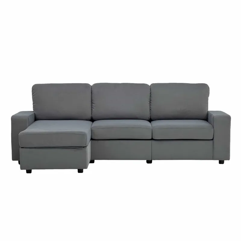 Sofá esquinero 3 plazas - con almacenamiento, 4 compartimentos, cómodo y moderno - gris