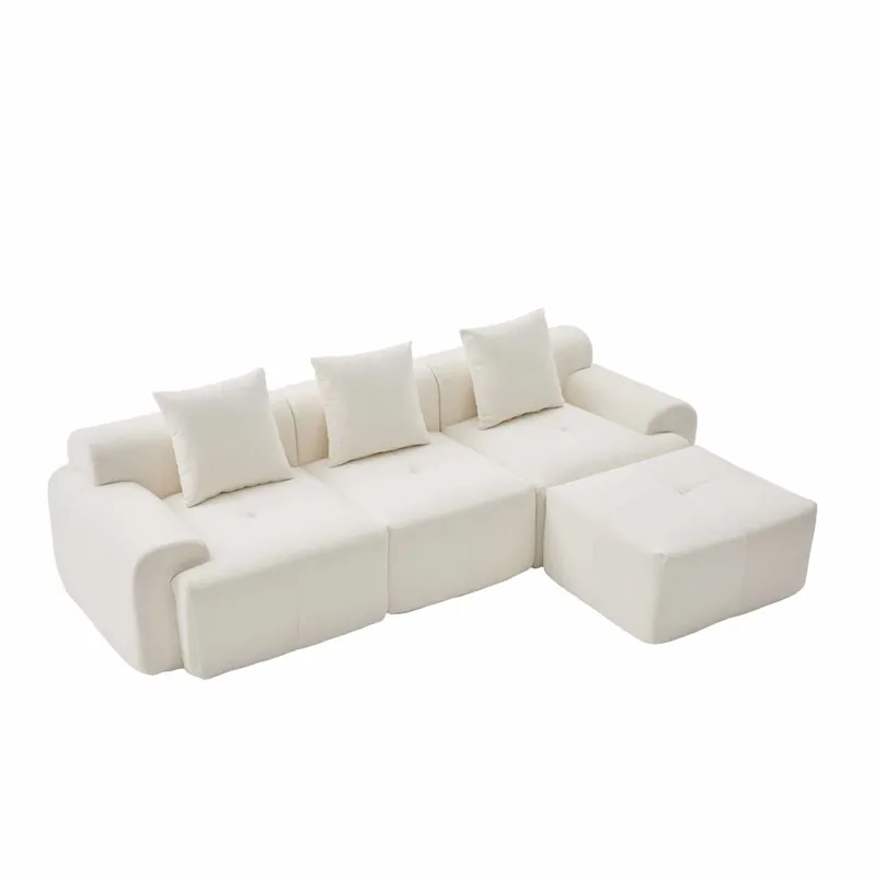 Sofá modular 3 plazas 268×102×78 cm - Memory foam, L en forma, sin montaje - Beige