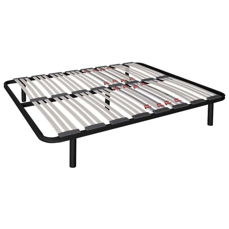 Somier 160x200 cm multiláminas con 7 Patas, con Reguladores Lumbares, Firmeza Adaptable, Tubo 40x30 mm y Laminas de Haya Natural - Descanso