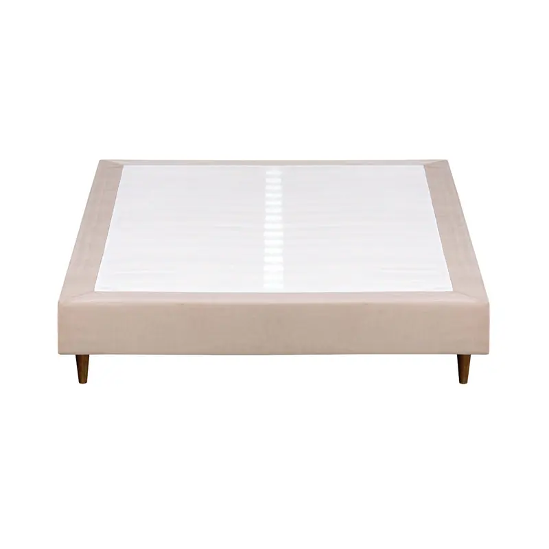 Somier Tapizado BUDWING Levi Beige c/ Patas de Madera (90x200 cm) - Descanso