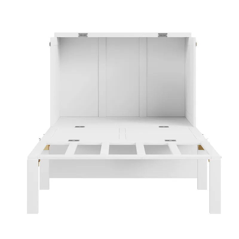 Cama abatible de madera 90x200 cm - con somier - Blanco
