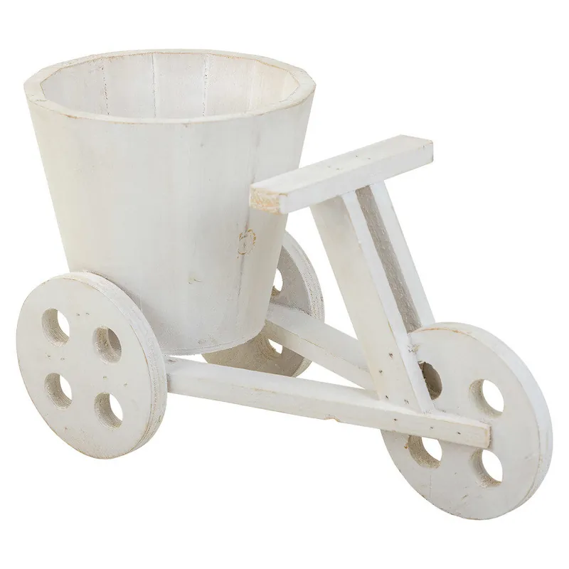 Soporte bici para maceta de madera blanco 24x14x19,5 - Decoración
