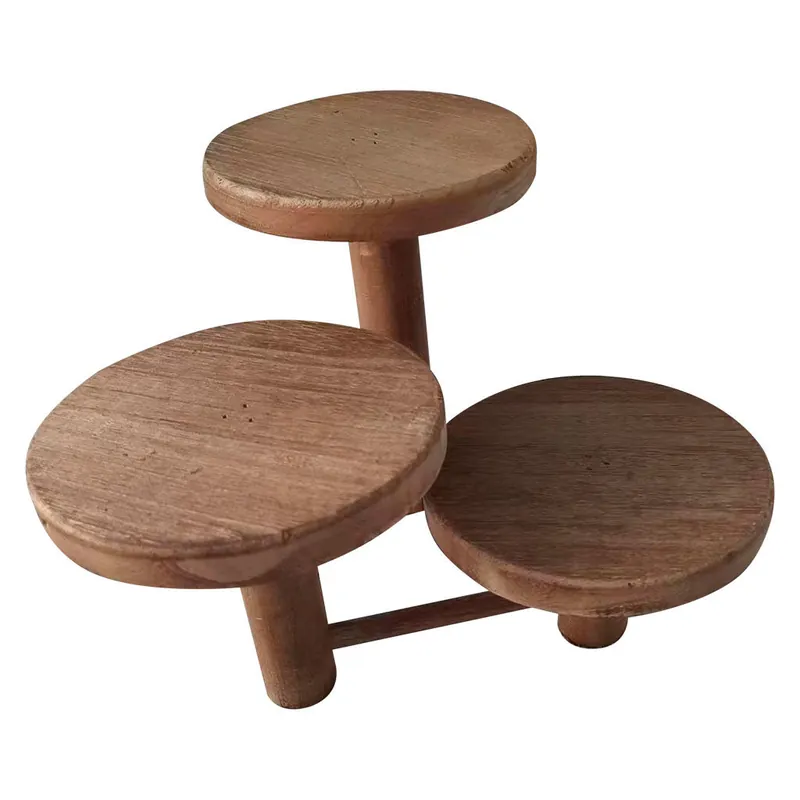 Soporte de madera para 3 macetas blanco d15x20/15/10 - Decoración