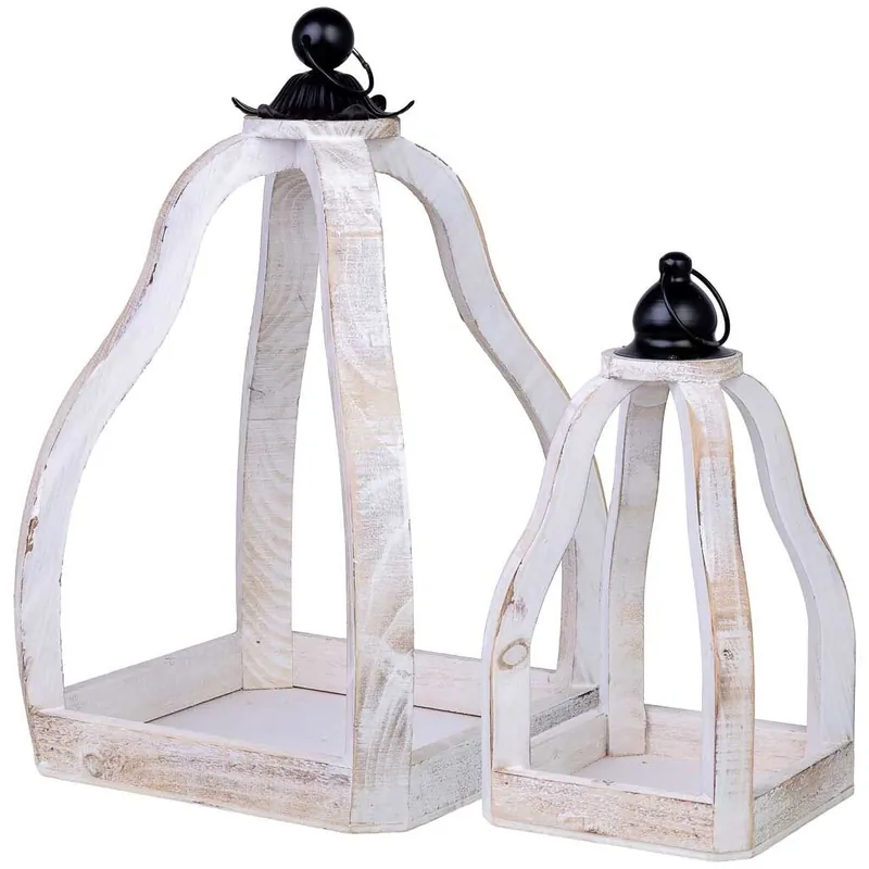 Set de soportes maceteros con estructura de madera. Las medidas de las piezas son 29x29x49 cm - Decoración