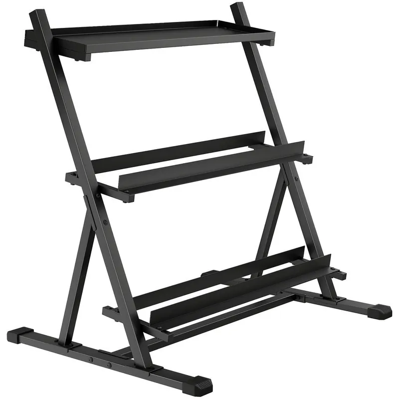 SPORTNOW Soporte Mancuernas de 3 Niveles, Estante de Almacenamiento de Pesas de Acero con Barras Ajustables, para Entrenamiento en Gimnasio Casa, Carga 200 kg, 88x66x88 cm - Deporte