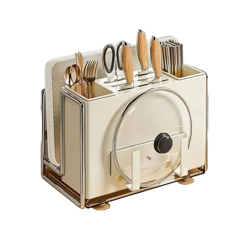 Soporte para utensilios de cocina y tabla de corte 26x14x24cm