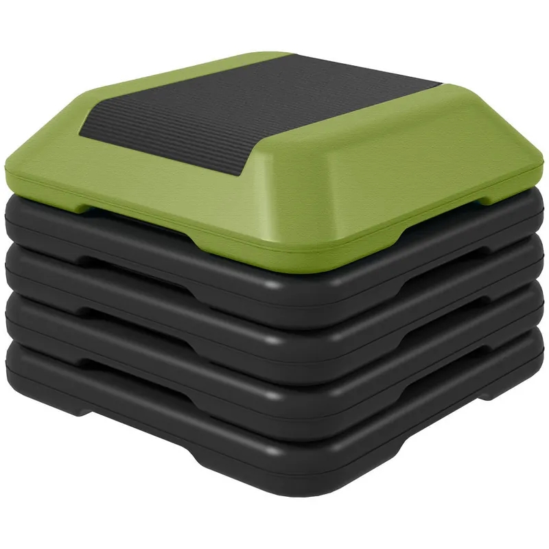 SPORTNOW Step de Aeróbic Step para Fitness Stepper Antideslizante con Altura Ajustable de 10/15/20/25/30 cm Carga 150 kg para Entrenamiento en Casa Gimnasio Verde - Deporte