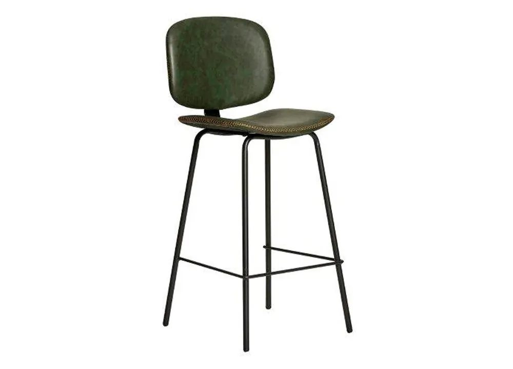 Taburete alto DECO fijo PU verde - Muebles