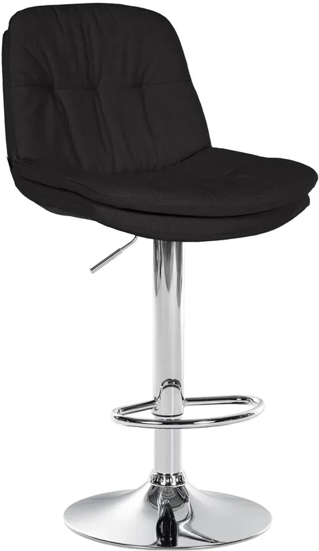 Taburete alto x1 para cocina y bar con asiento de tela negra suave y estructura de metal cromado 10_0005984 - Muebles