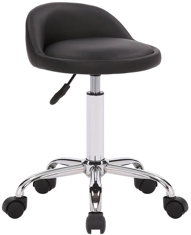Taburete Con Ruedas Teramo Simil cuero Negro 43X36X56 cm - Muebles