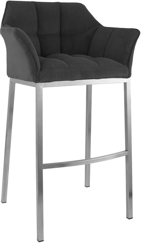 Taburete de bar Damaso Cord con estructura de cuatro patas Metal Crema 48X64X110 cm - Muebles