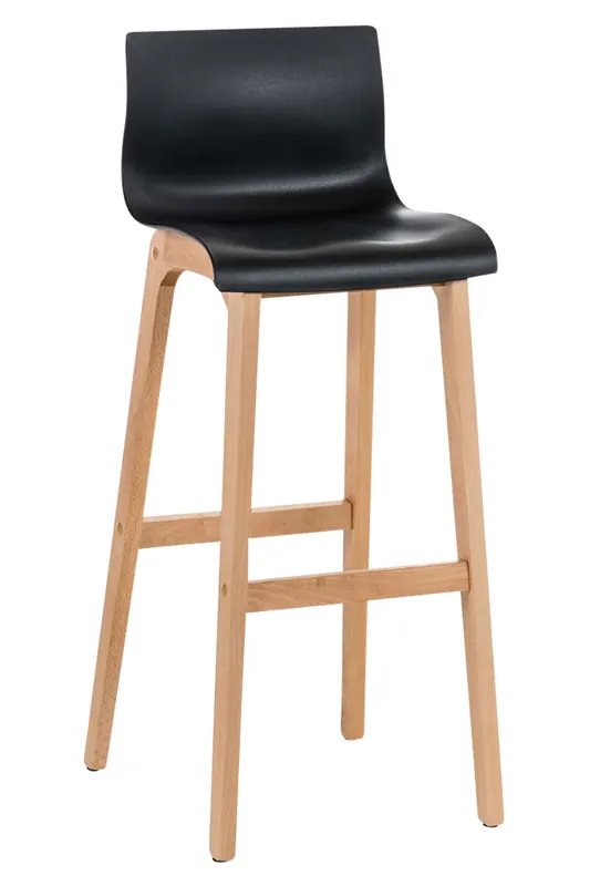 Taburete de bar Hover estructura de plástico base de cuatro patas Natura Madera Blanco 46X41X102 cm - Muebles