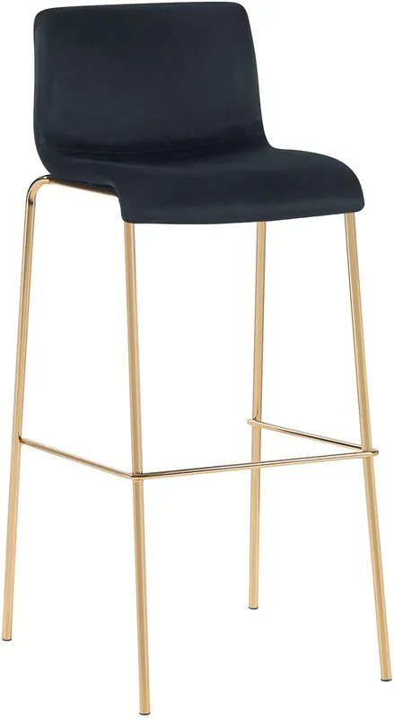 Taburete de bar Hoover terciopelo marco de cuatro patas oro Crema 48X43X100 cm - Muebles