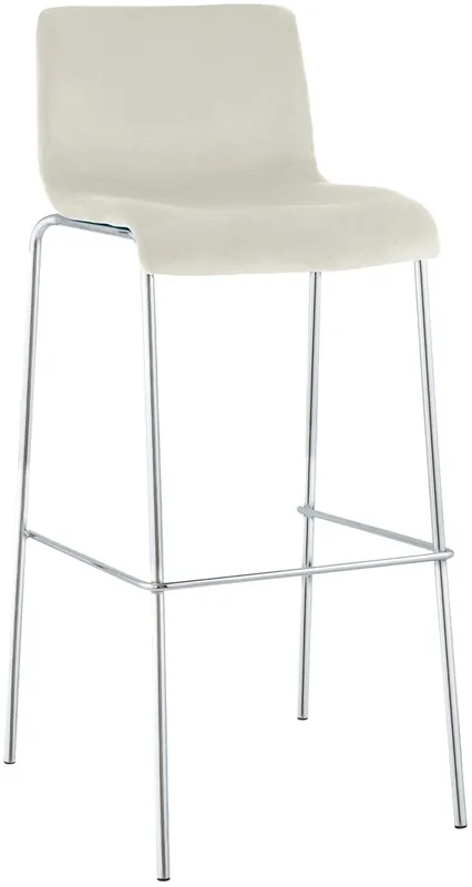 Taburete de barra Hover tapizado en terciopelo con estructura de cuatro patas cromada Crema 48X43X100 cm - Muebles