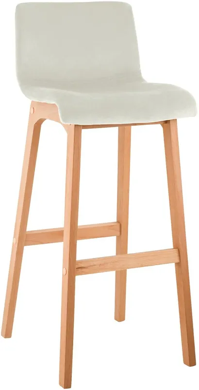 Taburete de bar Hover terciopelo estructura de cuatro patas Natura Crema 46X41X101 cm - Muebles