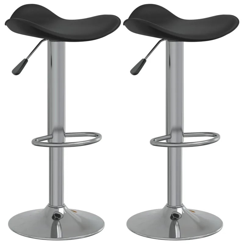 vidaXL Taburete de cocina 2 uds acero cromado cuero artificial negro - Muebles