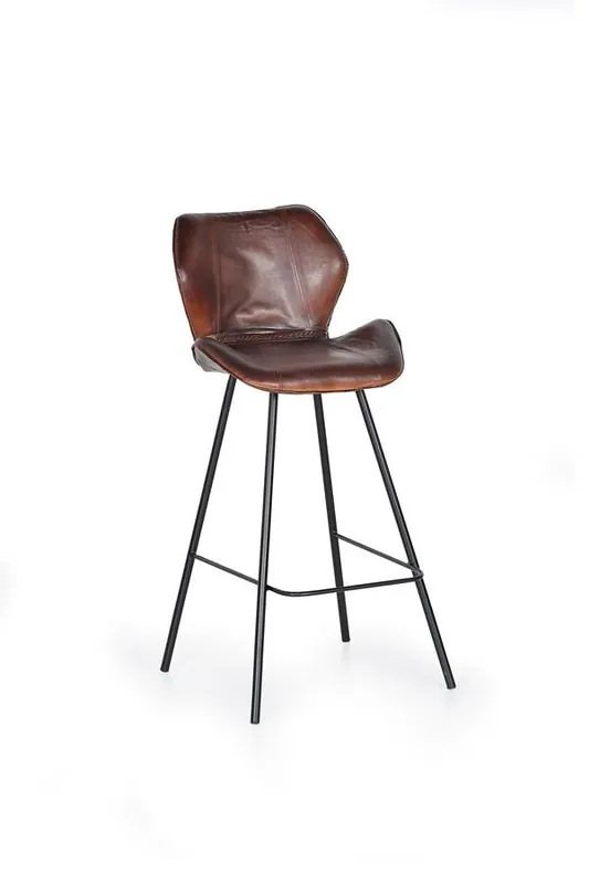 Set de 2 taburetes de cuero natural y patas de metal 102x49x50 - Muebles