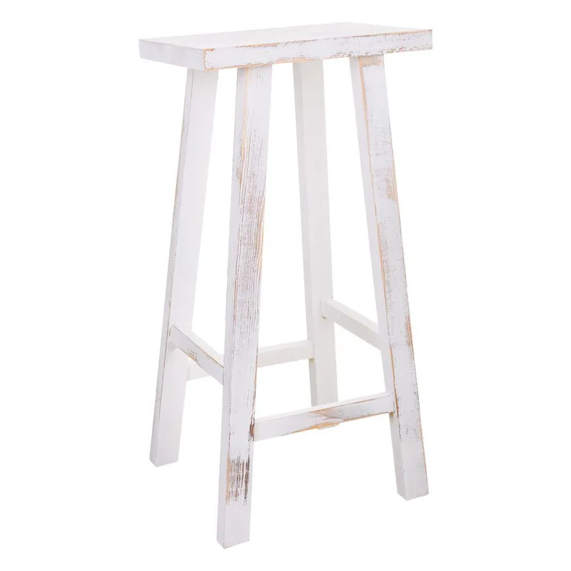 Taburete de madera blanco 35x25x70h cm - Muebles
