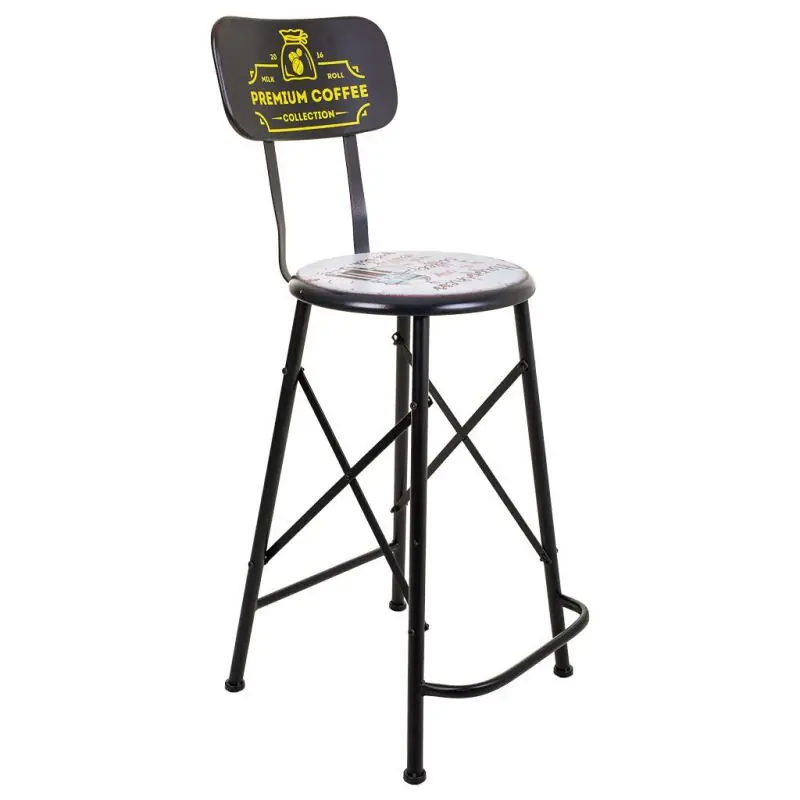 Taburete blanco y negro de metal estilo industrial de 46x40x100h cm - Muebles