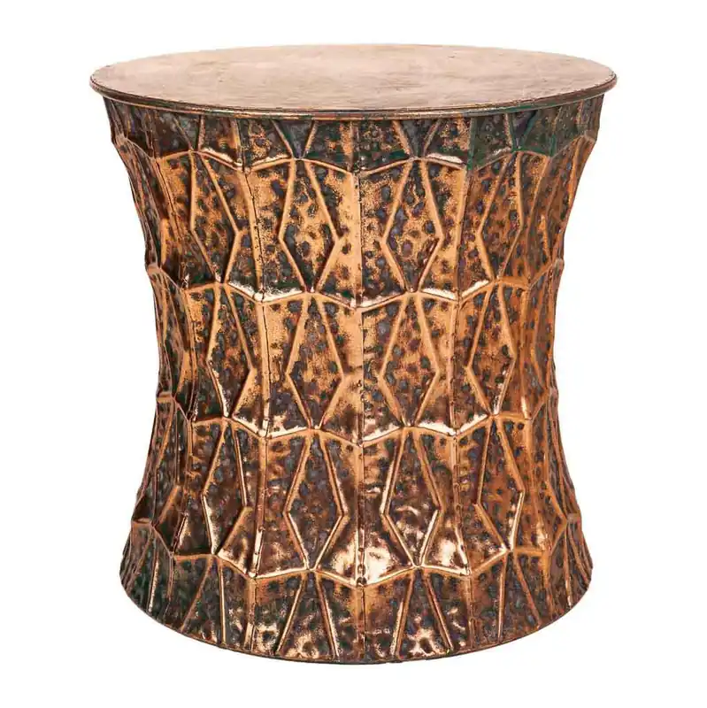Taburete de metal dorado 35.5x35.5x34 cm - Muebles