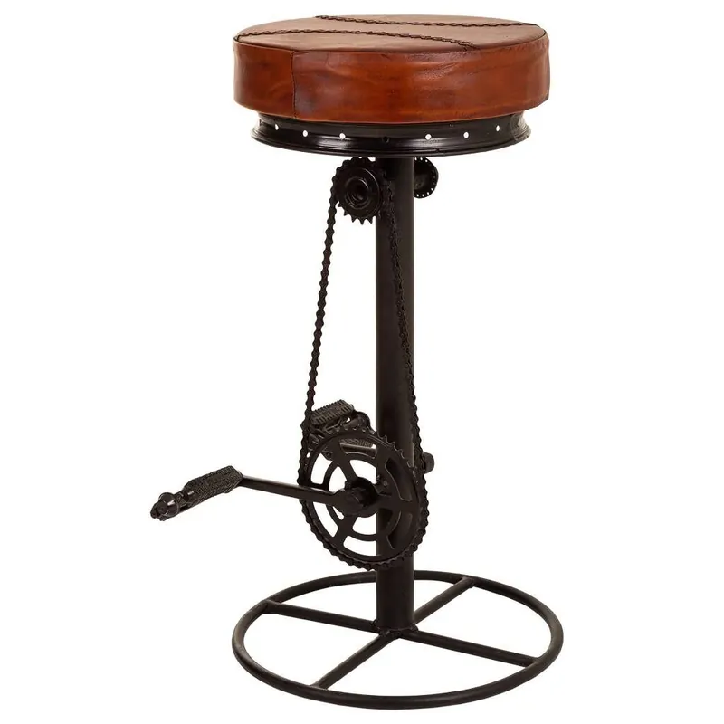 Taburete de metal y piel negro - Muebles
