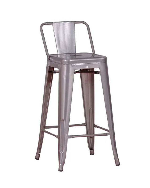 Taburete industrial metálico con respaldo bajo (66cm) - Bistro