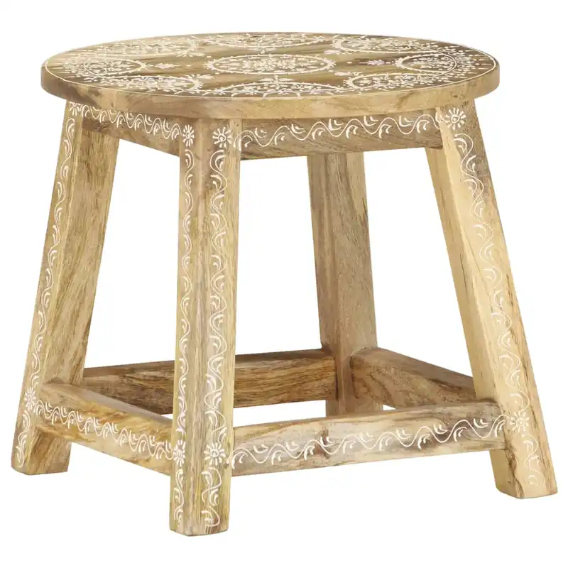 vidaXL Taburete pintado a mano madera maciza de mango 38x38x35 cm - Muebles