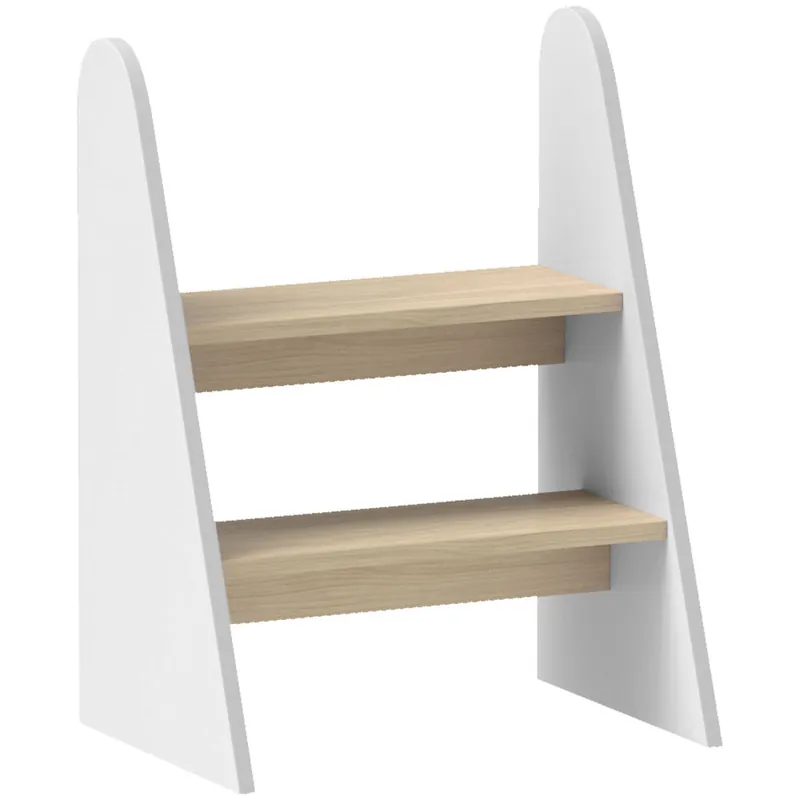 AIYAPLAY Taburete para Niños de 2 Peldaños Torre de Aprendizaje Escalera para Niños de +3 Años para Baño Cocina Librería Dormitorio Blanco - Muebles