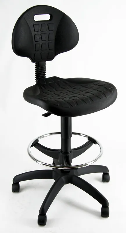 Taburete UNISIT negro con respaldo y reposapiés aro - Muebles