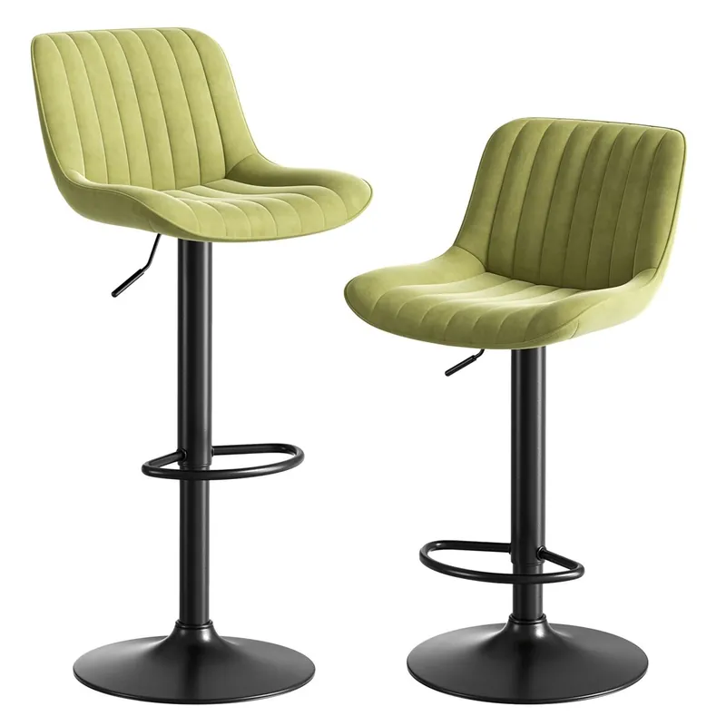 Taburetes de comedor giratorios, 2 unidades - aterciopelados, regulables, 360° - verde