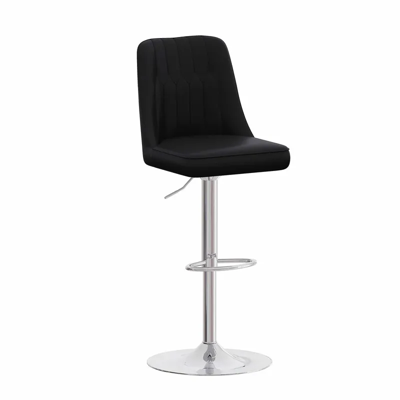 Taburetes de bar ajustables 2 unidades - giratorios 360°, respaldo con acolchado en PU - blanco y plata