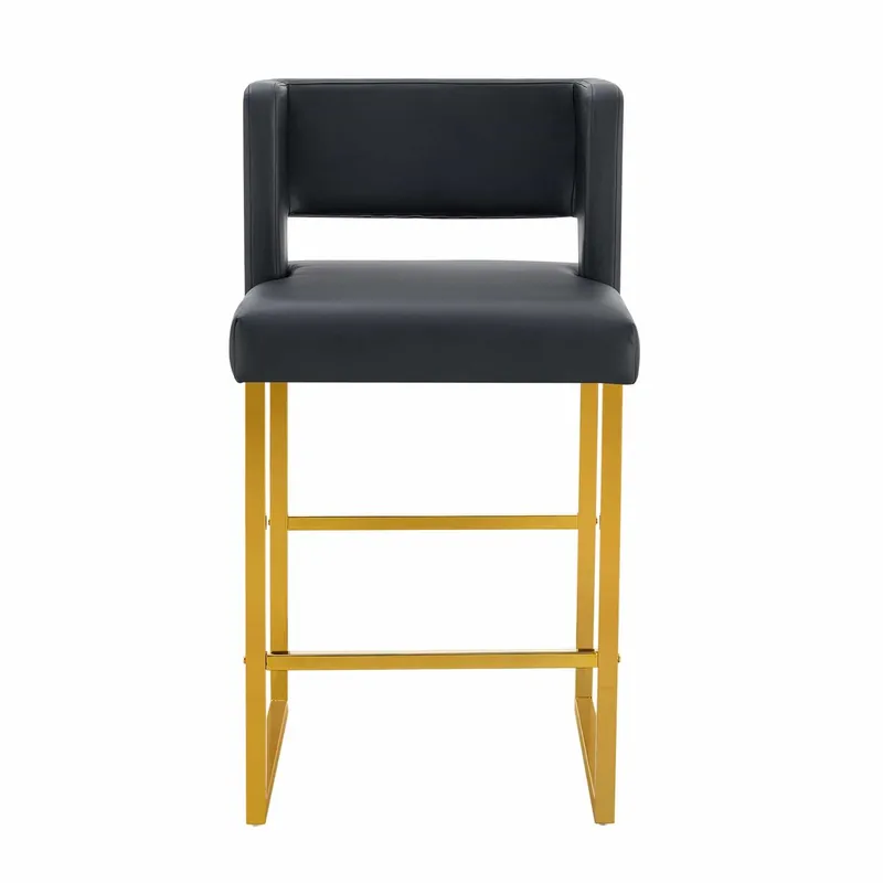 Taburetes de bar 2 unidades - estilo nórdico, diseño cuadrado, patas metal negras - Negro