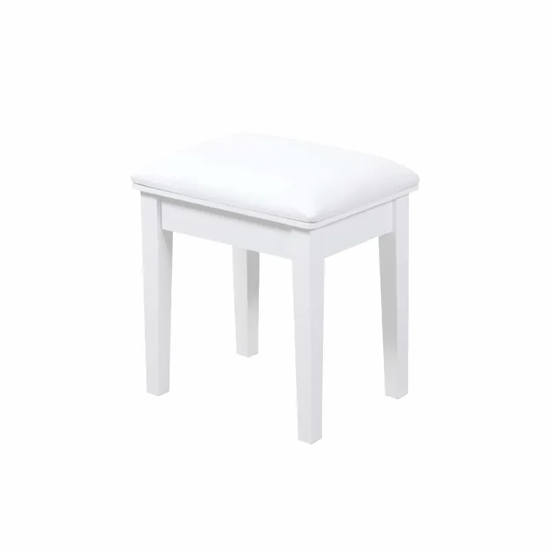 Taburete Piano Acolchado - Asiento Cuadrado con Espuma Elástica Alta - Blanco