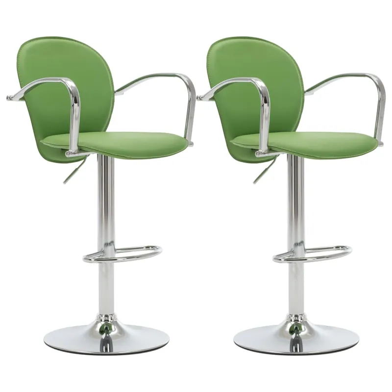 vidaXL Taburetes cocina con reposabrazos 2 uds cuero sintético verde - Muebles
