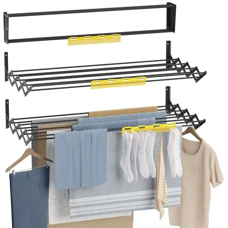 Tendedero Plegable Pared Wall V100 Newlux Blanco (100 x 60 x 19 cm) con capacidad para 10,5 m / 12 kg - Electrodomésticos